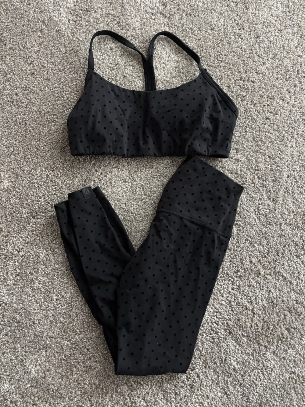 Black Polka Dot Lululemon Bra & Legging Set